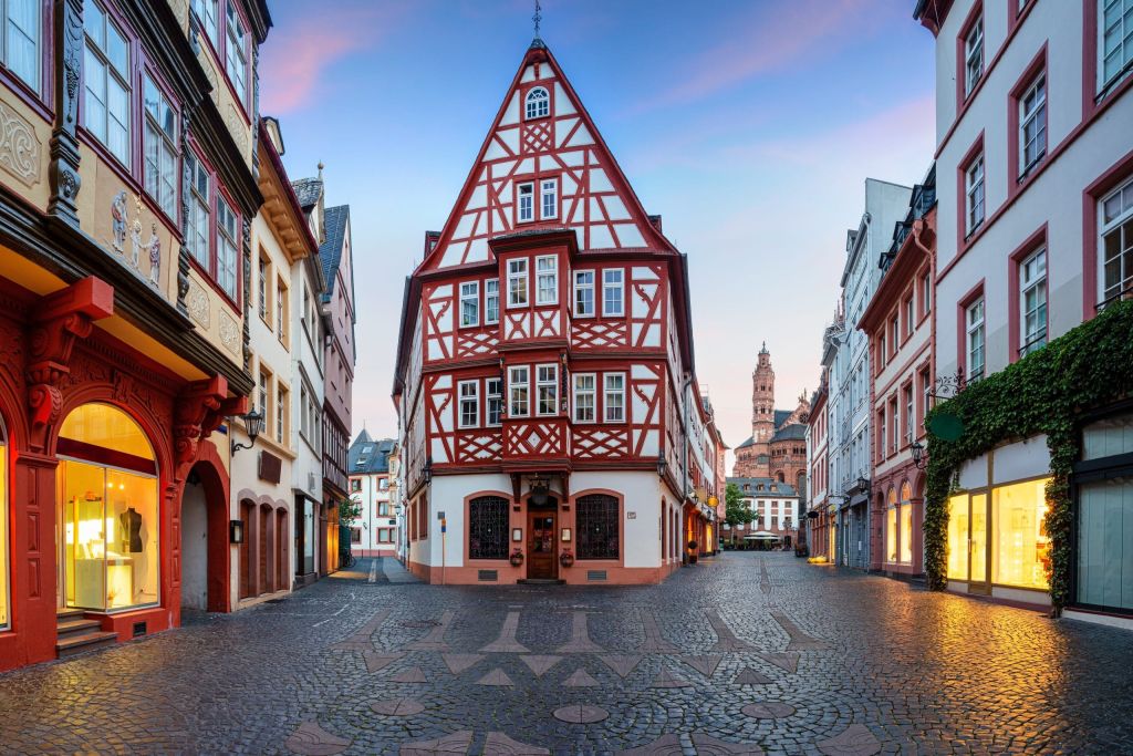 Mainz, Germany. Cityscape image of Mainz old town during summer