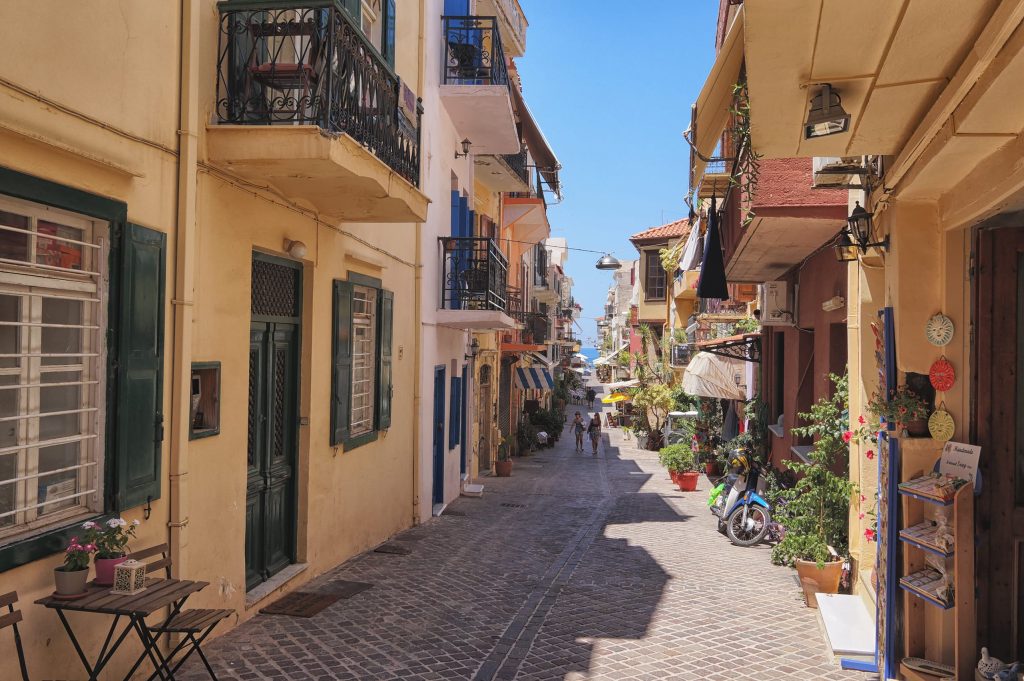 Beautiful street view in Chania, Crete island, Greece