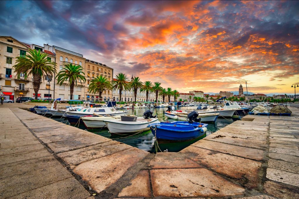 Matejuska marina at sunrise in Split. Croatia