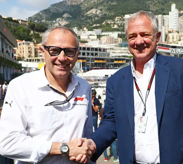 Stefano Domenicali, President and CEO of Formula 1 and Pierfrancesco Vago, Executive Chairman, Cruise Division of MSC Group on Explora II.