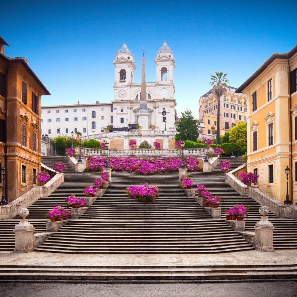Spanish Steps in the Morning with Azaleas in Rome Italy Rome Spanish Steps Scalinata Della Trinita Dei Monti Are a Famous