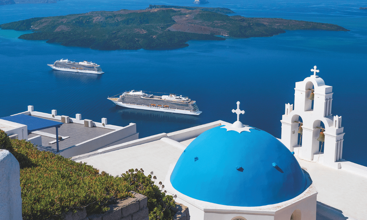 Viking Docked in Santorini, Greece