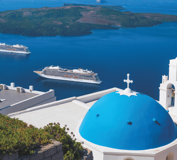 Viking Docked in Santorini, Greece