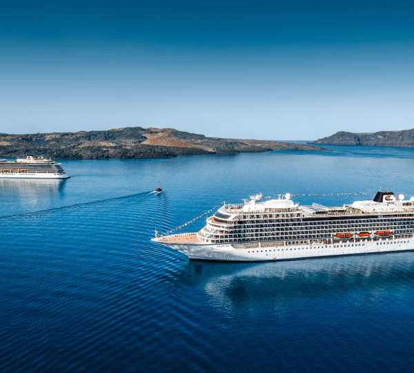 Viking Ships in Santorini, Greece