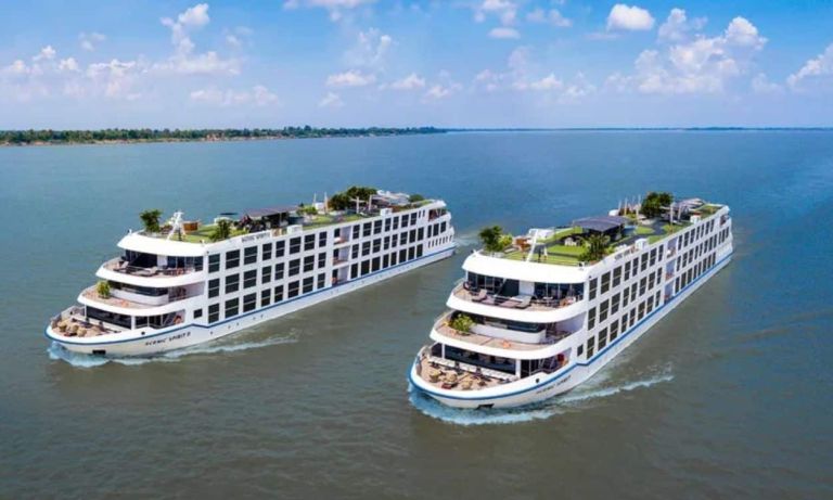 Two Scenic Ships on the Mekong River