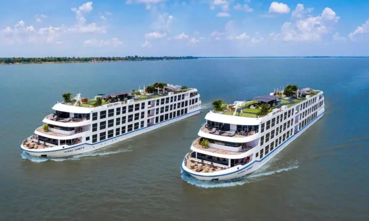 Two Scenic Ships on the Mekong River