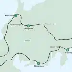 Japan tour map from Tokyo via Matsumoto, Takayama, Shirakawa-go, Kanazawa, Kyoto, Nara, Hamamatsu, Mount Fuji and Hakone.