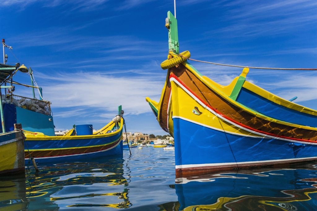 View of the port with the typical boats