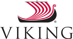 Viking brand logo: a stylized red ship above a black hull with the word VIKING in large serif letters.