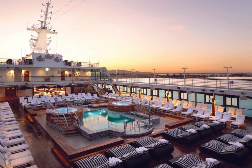 Pool deck on board an Oceania Cruises ship