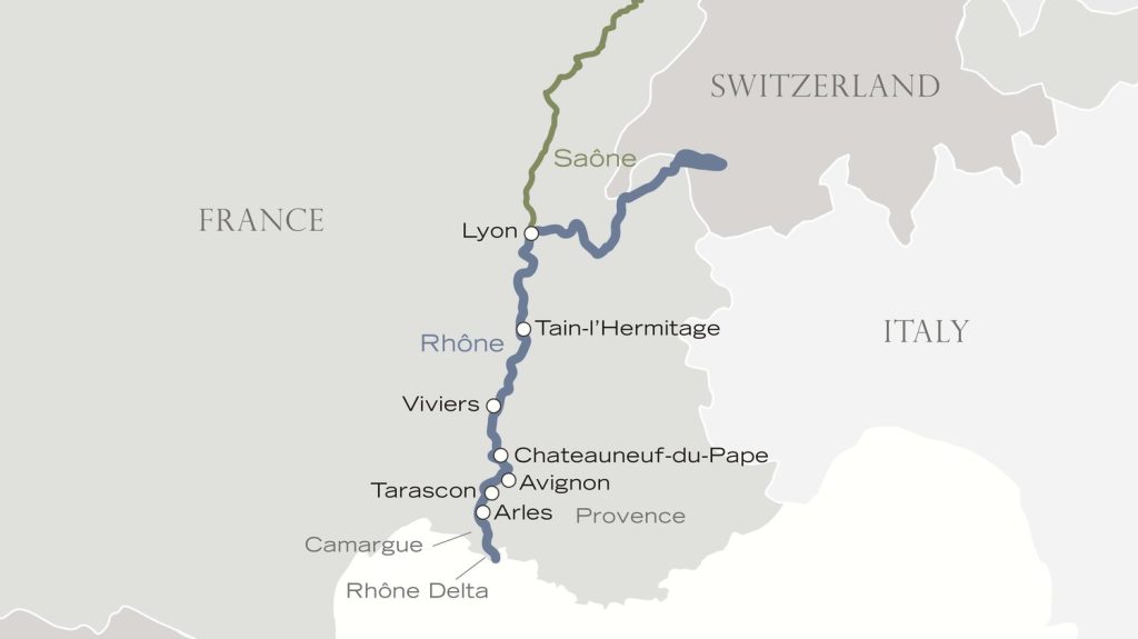 Itinerary map — Southern France with Riverside Luxury Cruises