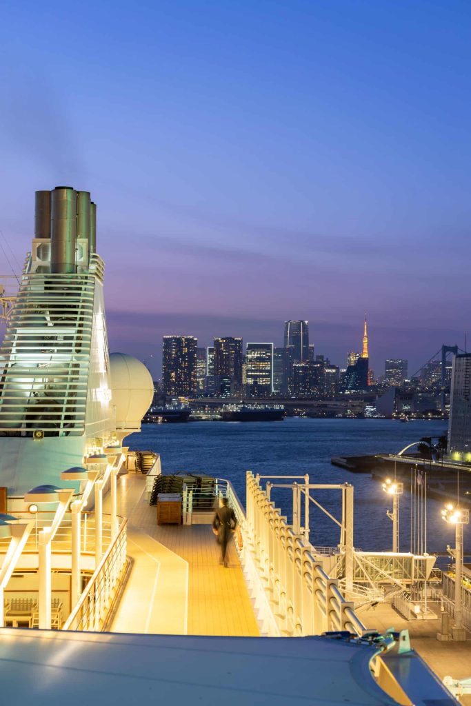 Silversea guests on deck in Tokyo, Japan